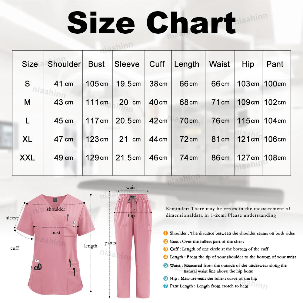 Scrubs Sets Woman Medical Nurse Spa Beauty Salon Workwear Clinical Scrubs Top + Pant Doctor Nursing Tunic Suit Surgical Uniforms