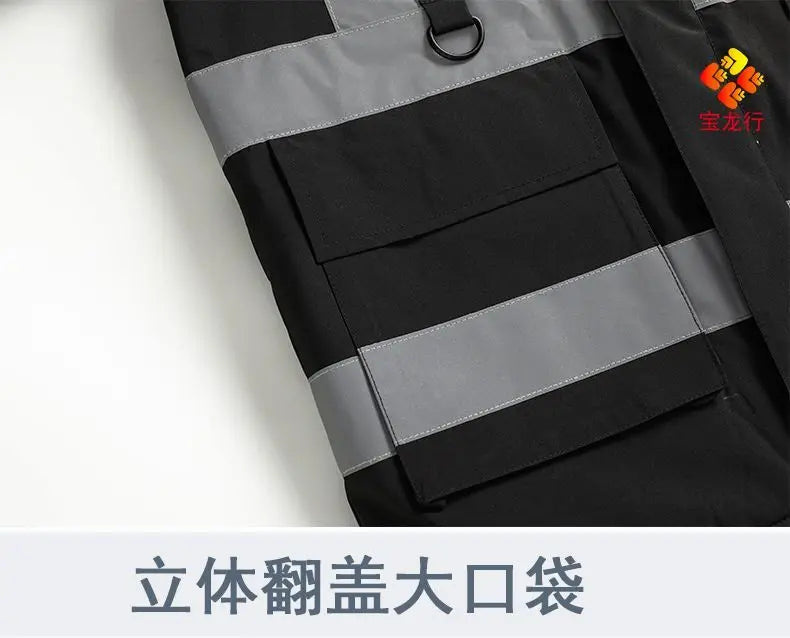 Winter Work Jacket Men, Waterproof Windproof Reflective Thermal Coat, Fleece Lined Abrasion Resistant Parka