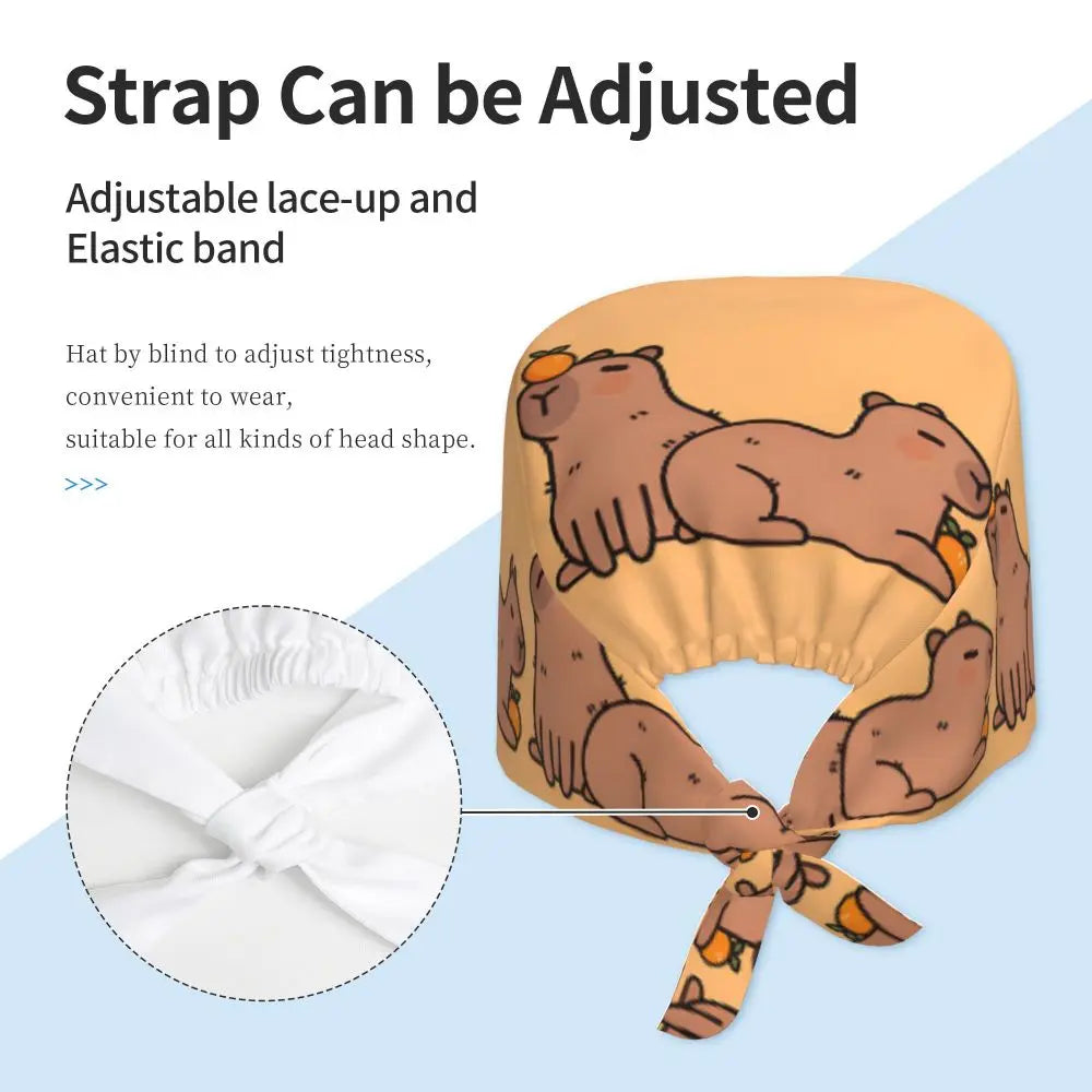 Custom Cartoon Capybara Medical Staff Scrubs Hat Women Men Comic Doctor Nursing Surgical Cap Scrub Caps