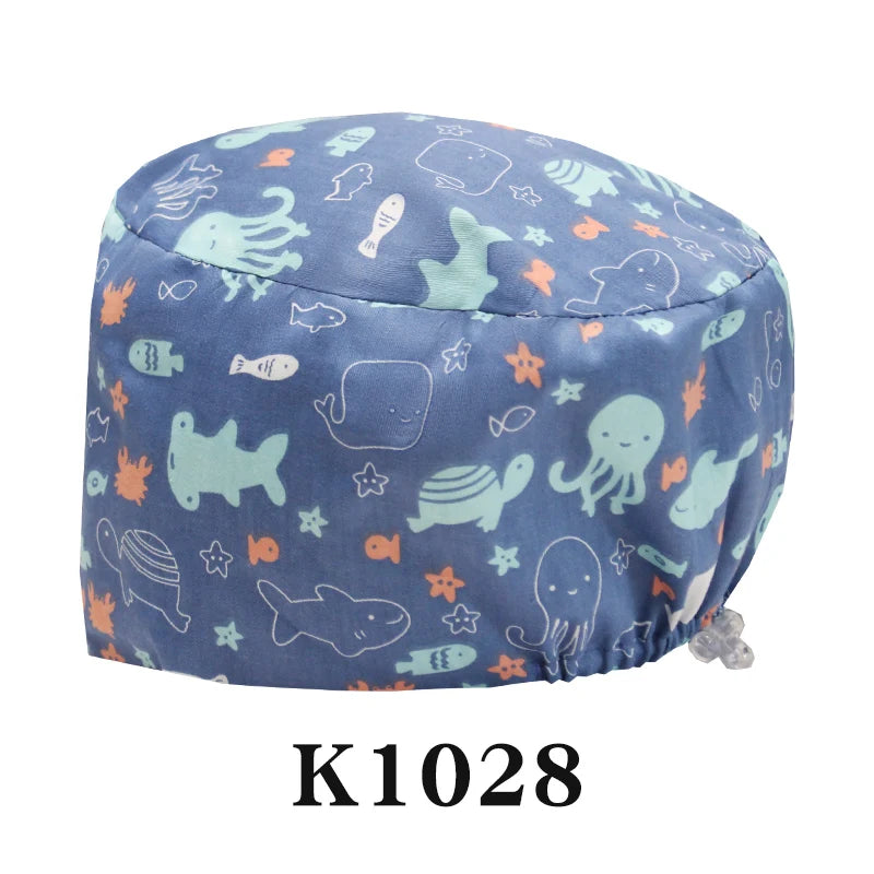 Scrub Caps for Long Hair Premium Surgical Cap Cheap Pharmacy Work Hat  Pet Clinic Doctors Dentist Nursing Cap with Buttons K1030