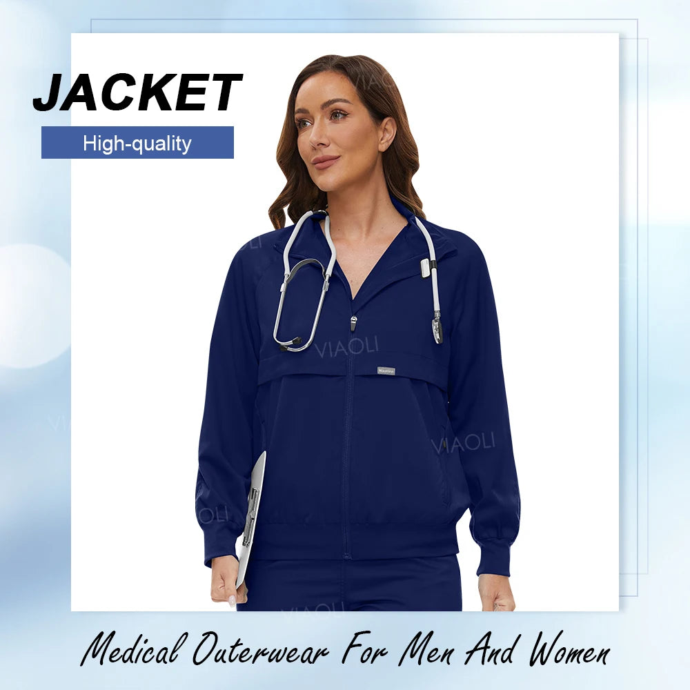 Medical Nursing Hospital Uniform Jacket Scrubs Uniforms Men Top Scrub Women Doctor Nurse Work Clothes Veterinary Pet Clinic Coat