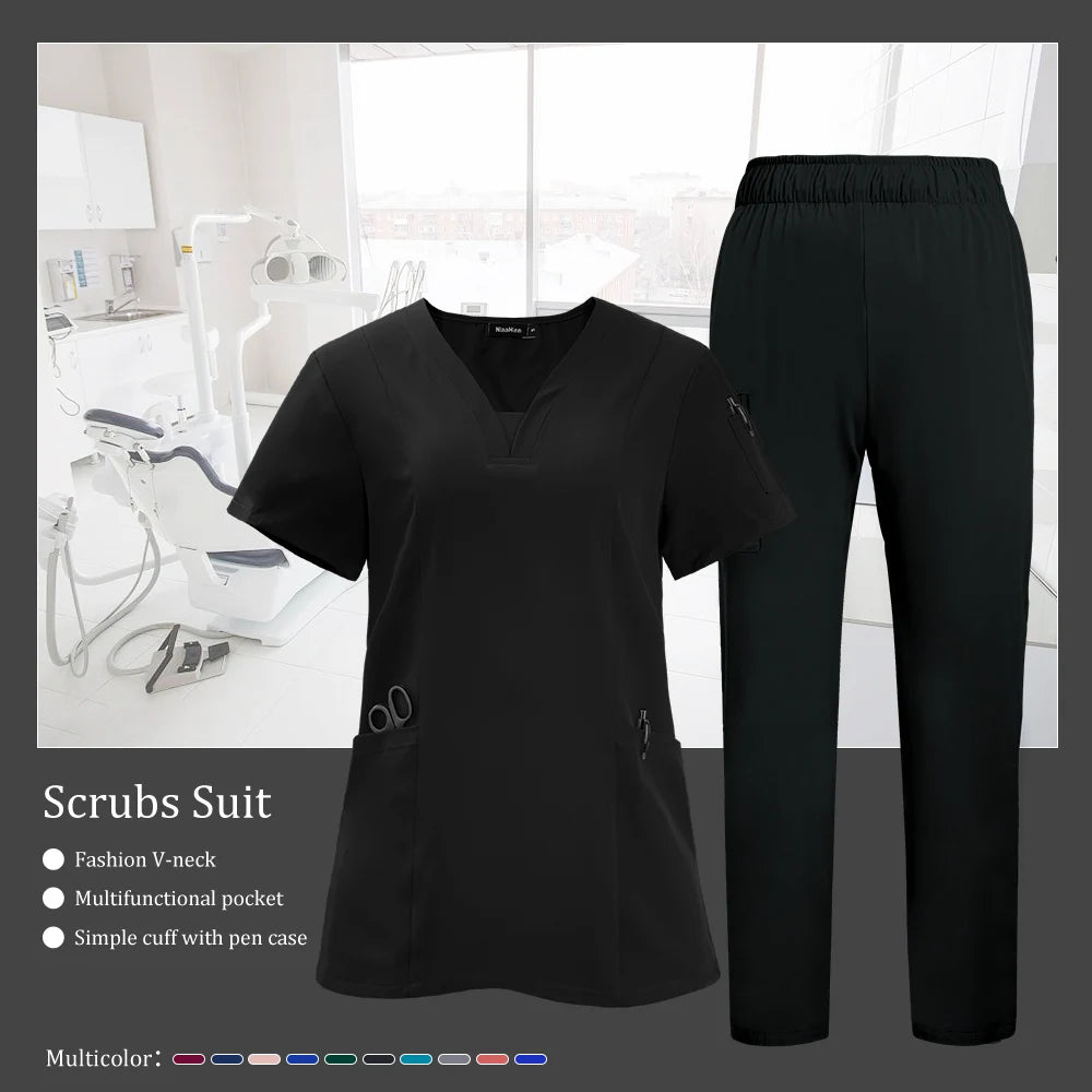 Pet Grooming Institutions Scrub Set Unisex V-Neck Beauty Salon Work Clothes Spa Uniforms Dentistry Surgical Scrub Tops Pants Set