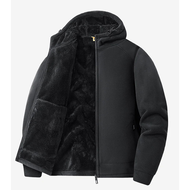 Winter Men Fleece Warm Jackets Mens Windproof Thick Jackets Parkas Coats Men Hooded Casual Outwear Jacket
