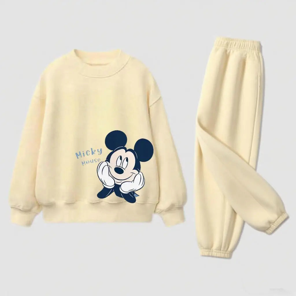 Autumn Costume For Child Yellow Sweatshirt+Pans Two-piece Round Neck Tops Loose Sports Clothes Simple Girls Boys Baby Outfits