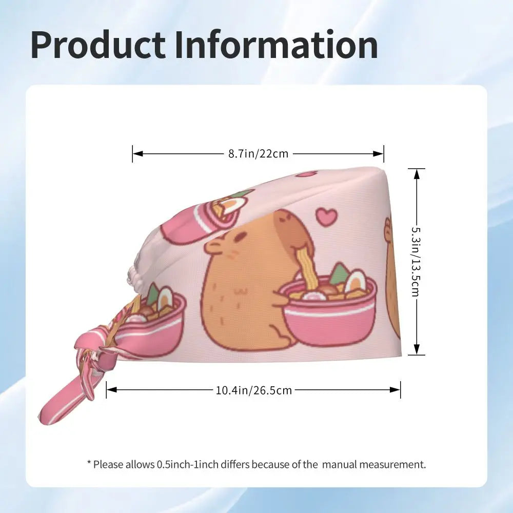Custom Cartoon Capybara Medical Staff Scrubs Hat Women Men Comic Doctor Nursing Surgical Cap Scrub Caps