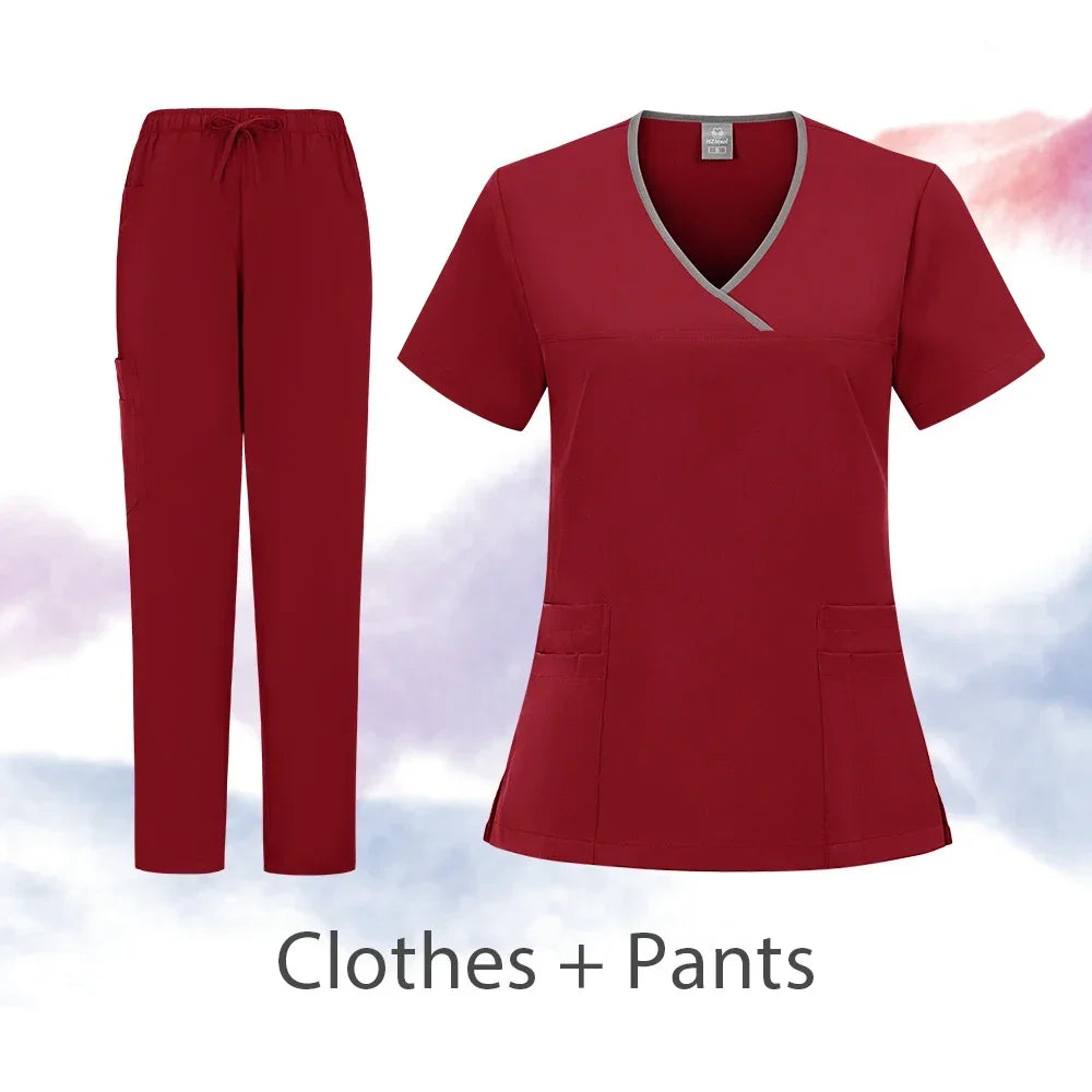 Nurse Scrubs New Fashion Medical Scrub Soft Breathable Jogger Pants Set Surgical Uniforms Woman Nursing Clinical Doctor Workwear