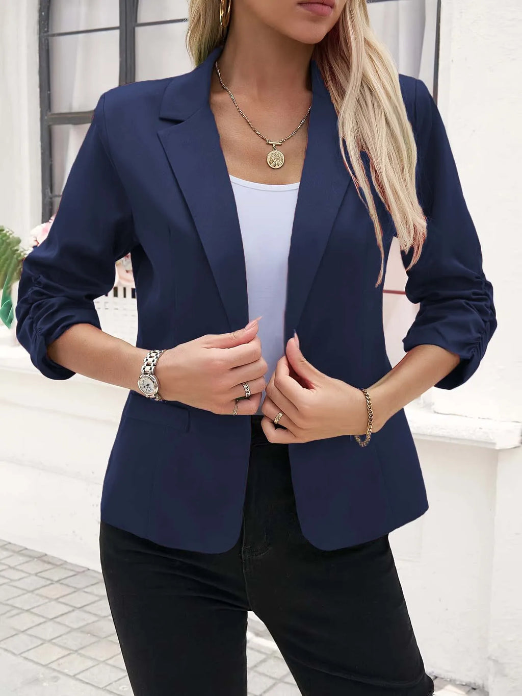 Women's Suit Jacket Formal Seven Quarter Sleeved Suit Business Casual Workwear Blazer