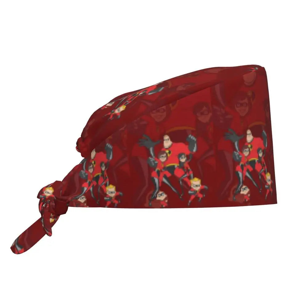Custom The Incredibles Medical Staff Scrubs Hat Men Women Superhero Anime Doctor Nursing Surgical Cap Scrub Caps