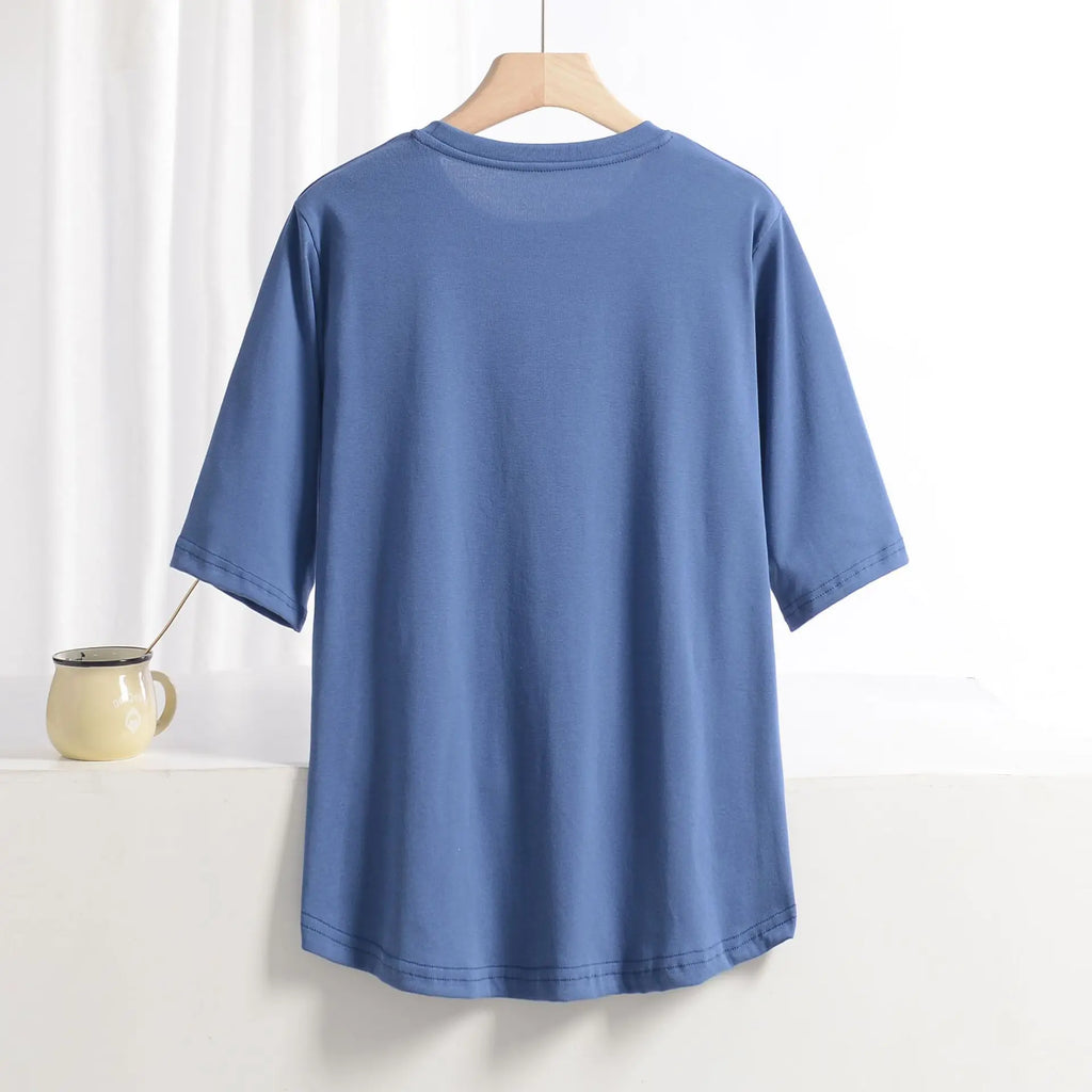 XL to 8XL plus size O-Neck Tshirts Women's basic T-shirt solid color half sleeves summer simple Tee Tops Bottoming Tees all mat
