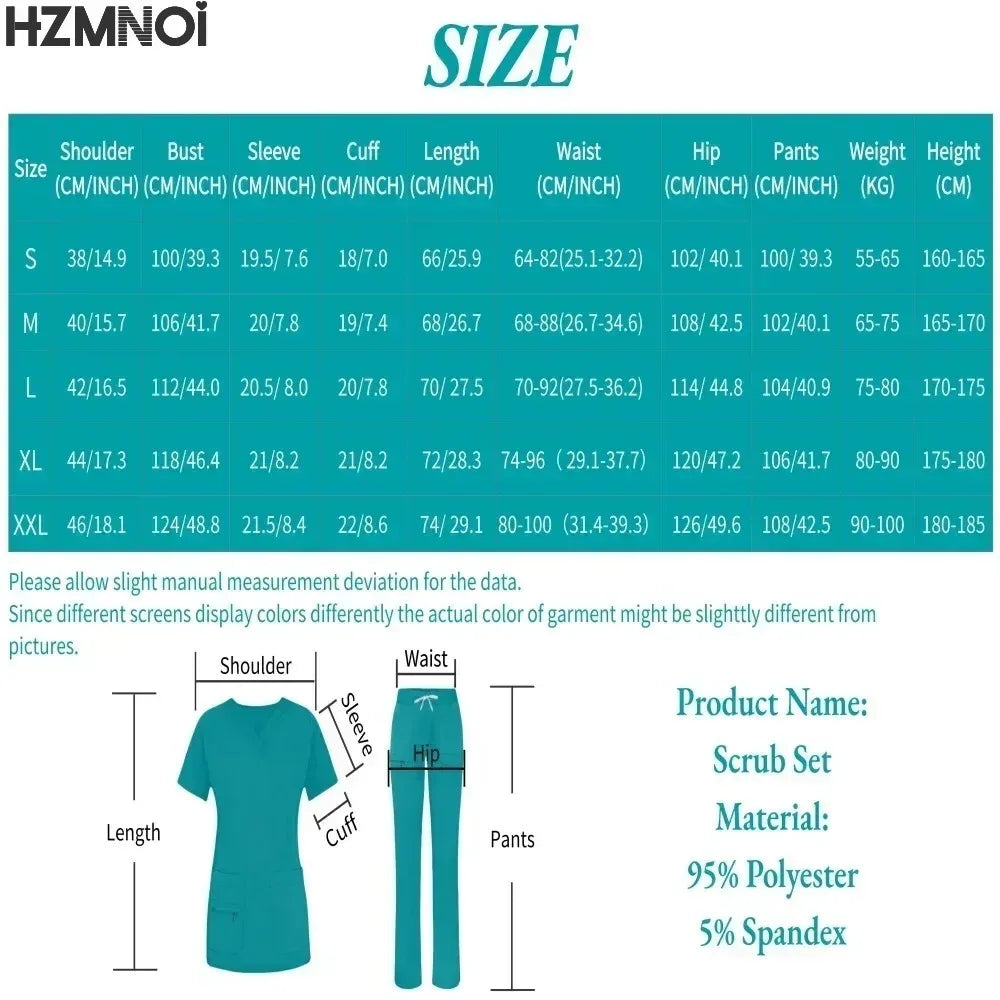 Pants Sets Short Sleeved Top Scrub Solid Color Surgical Gowns Medical Accessories Manicurist Beautician Nursing Scrub Sets Women