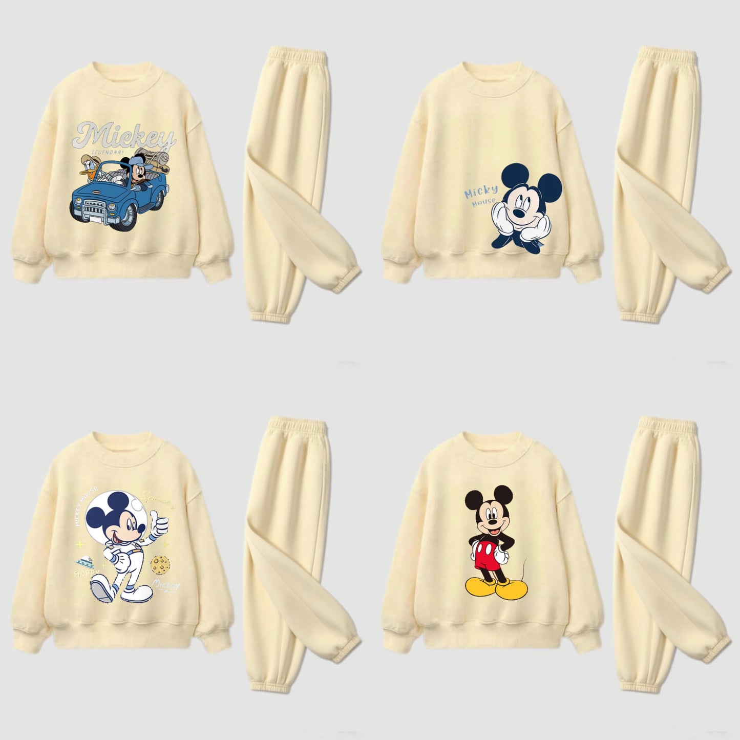 Autumn Costume For Child Yellow Sweatshirt+Pans Two-piece Round Neck Tops Loose Sports Clothes Simple Girls Boys Baby Outfits