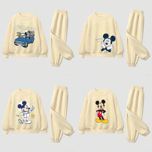 Autumn Costume For Child Yellow Sweatshirt+Pans Two-piece Round Neck Tops Loose Sports Clothes Simple Girls Boys Baby Outfits