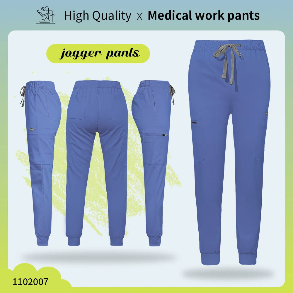 Solid Color Jogger Pants Stretch Medical Pants Dental Clinic Scrub Trousers Comfortable Veterinary Operating Room Scrubs Bottoms
