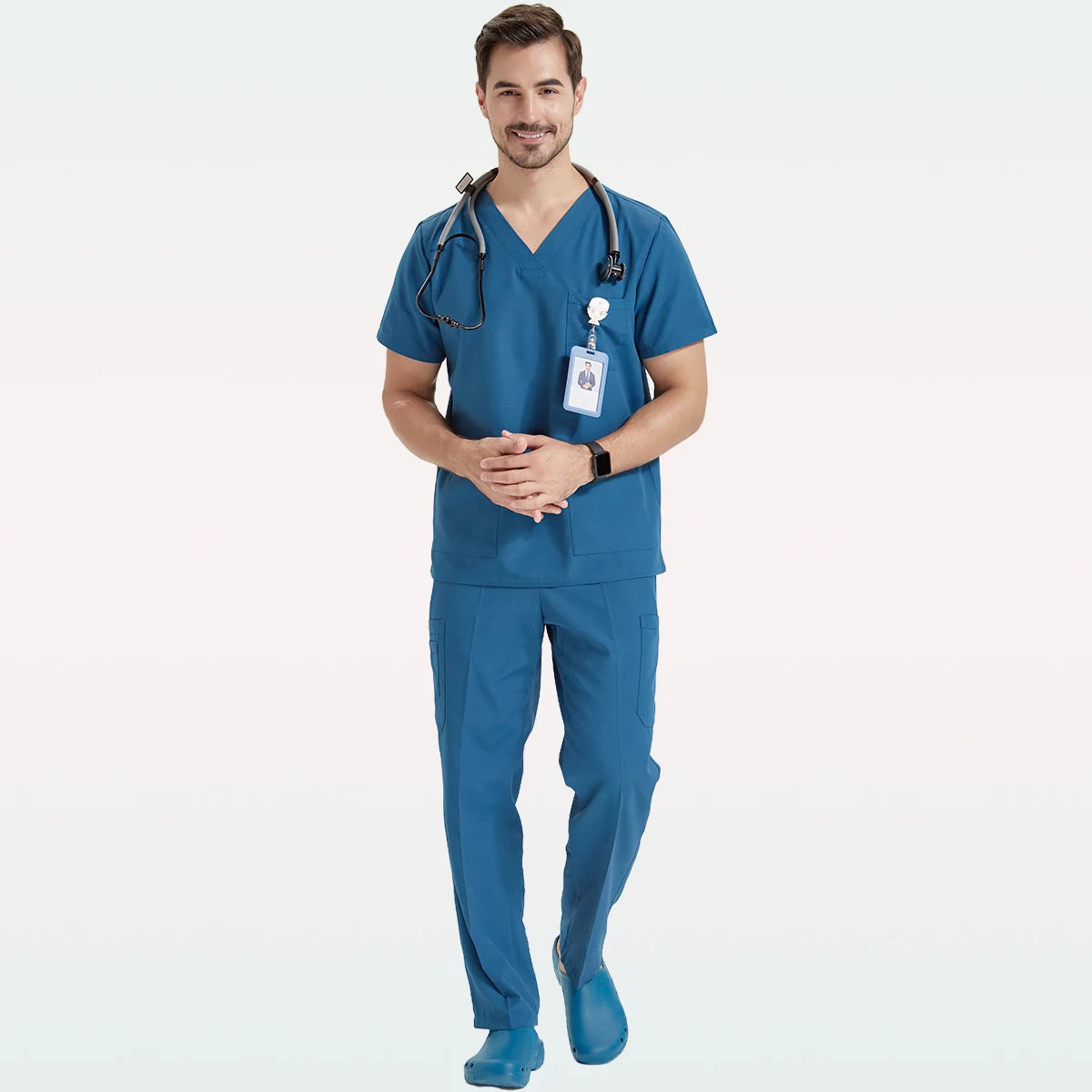 Men's Medical Scrubs Sets Hospital Nursing Uniforms Breathable Sanitary Clinical Aesthetic Nurse Suits Doctor Workwear 8020-02