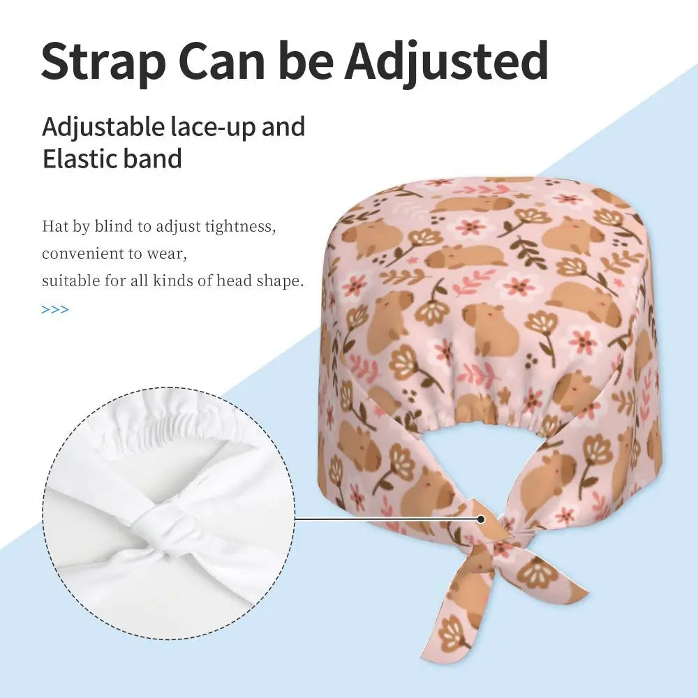 Custom Cartoon Capybara Medical Staff Scrubs Hat Women Men Comic Doctor Nursing Surgical Cap Scrub Caps