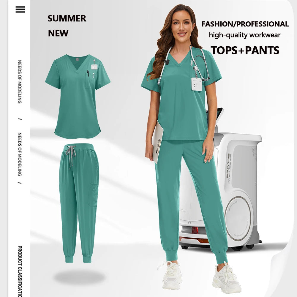 Work Clothes Woman Men Soft Summer Medical Uniform Doctor Surgery Workwear