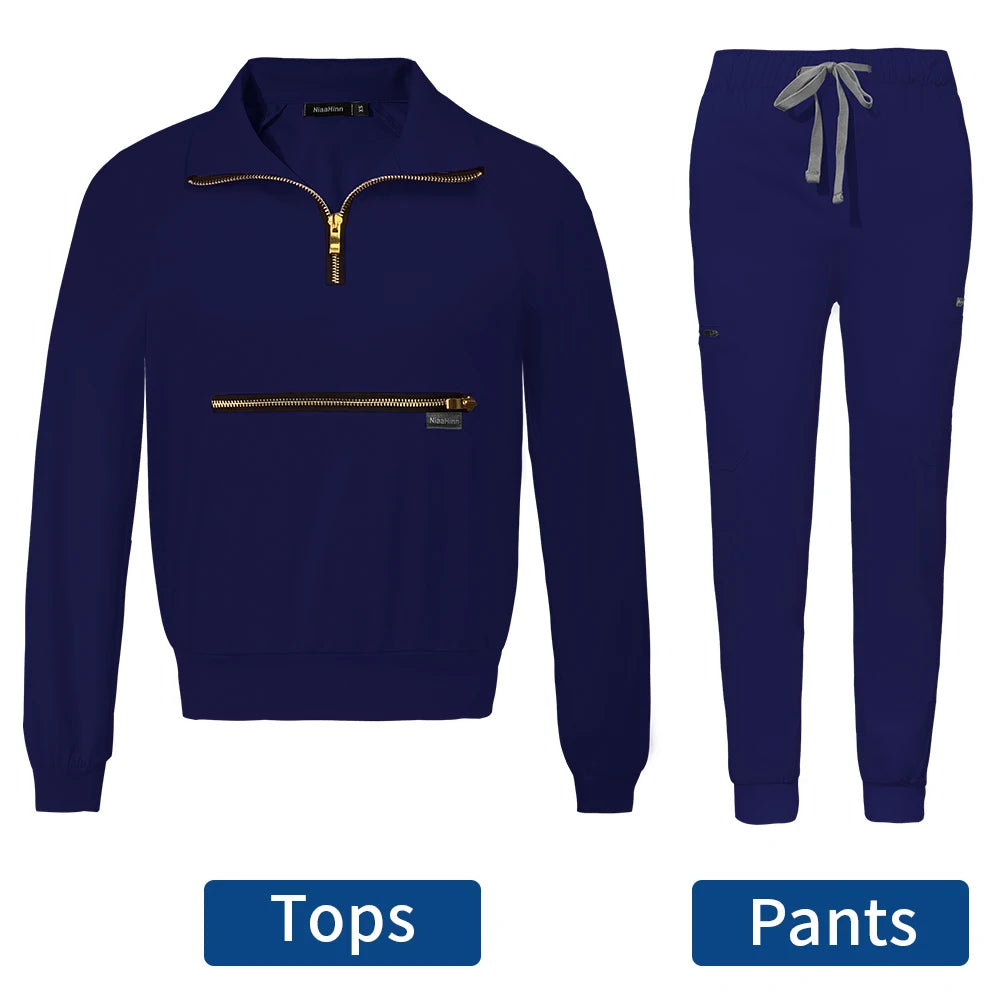 Spring Autumn Scrubs Uniform Hot Sale Custom Logo Long Sleeved Medical Hospital Sets Scrubs Woman Suit Veterinary Nurse Uniforms