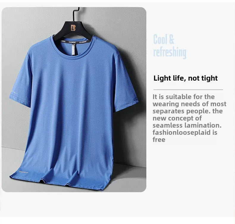 High-Quality Ice Silk T-Shirts Men Plus Size 8XL Male Tshirt Man Tee Shirt Breathable Wearing Tee Tops Running Fast Shipping