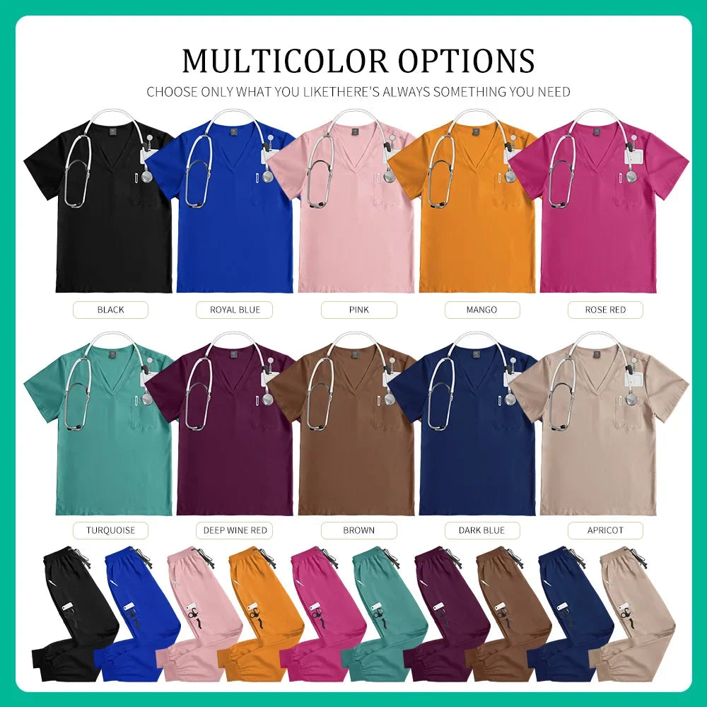 Beauty Salon Work Set Operating Room Scrub Nursing Uniforms with Antibacterial Wrinkle Doctor Medical Workwear Nurse Accessories