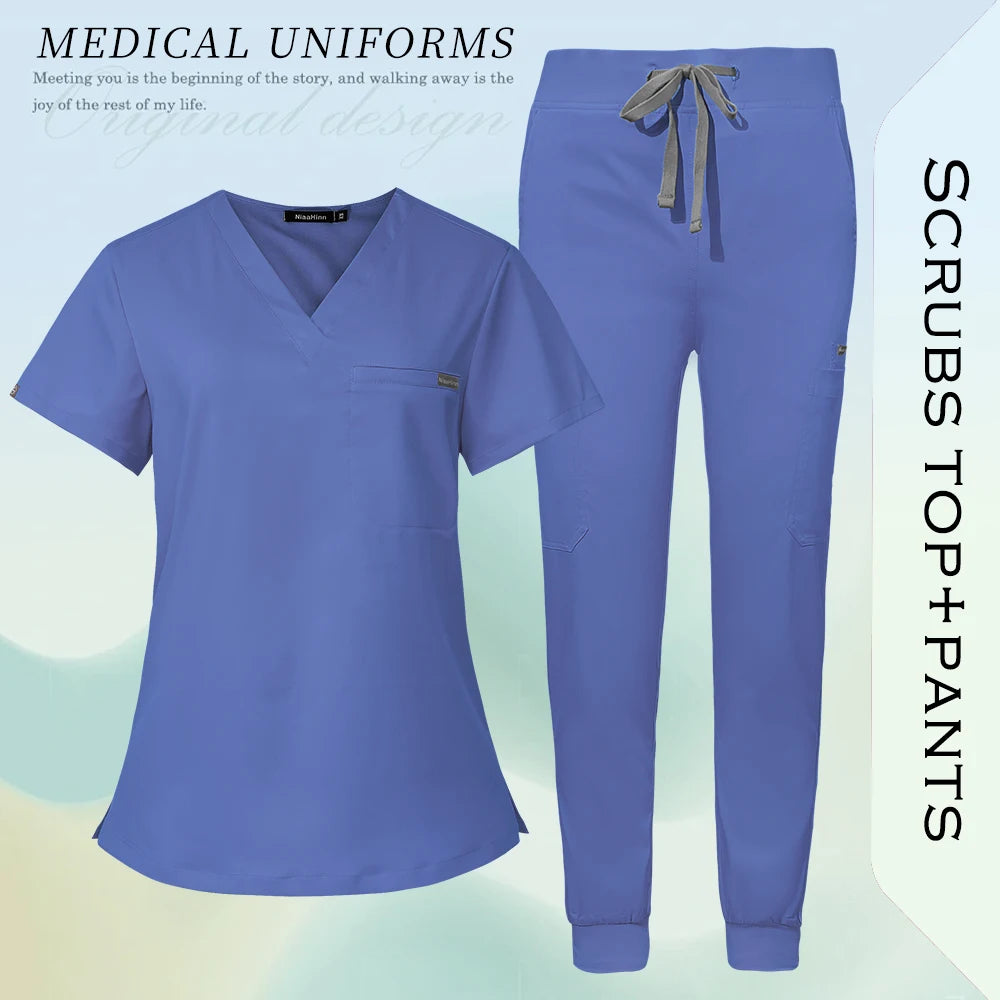 Nurse Uniform Woman Men Hospital Doctor Work Clothes Medical Nursing Top Jogging Pants Pet Workshop Uniforms Beauty SPA Workwear
