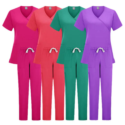 Nurse Scrubs New Fashion Medical Scrub Soft Breathable Jogger Pants Set Surgical Uniforms Woman Nursing Clinical Doctor Workwear