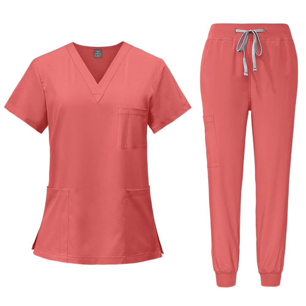2025 Nurse Uniforms Men Medical Scrub Set Workwear Beauty Clothes Split Suit Short Sleeve Pocket Surgical Uniform Pet Dentist