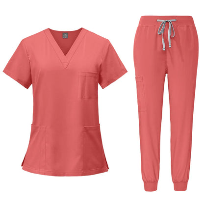 2025 Nurse Uniforms Men Medical Scrub Set Workwear Beauty Clothes Split Suit Short Sleeve Pocket Surgical Uniform Pet Dentist