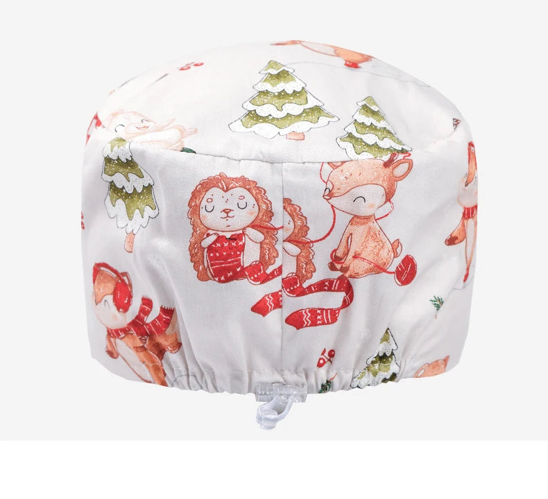 Printed Scrub Caps Dental Nursing Hats Durable Women Pediatric Cap Care Center Work Hat Comfortable  Aesthetic Scrub Cap K1235