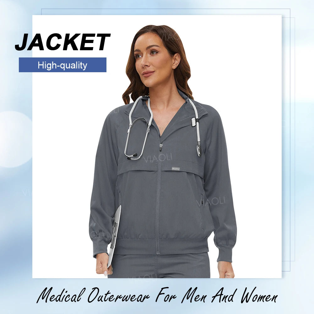 Medical Nursing Hospital Uniform Jacket Scrubs Uniforms Men Top Scrub Women Doctor Nurse Work Clothes Veterinary Pet Clinic Coat