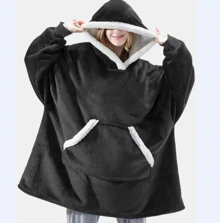 Winter Hoodies Sweatshirt Women  Pullover Fleece Giant Oversized Blanket with Long Flannel Sleeves