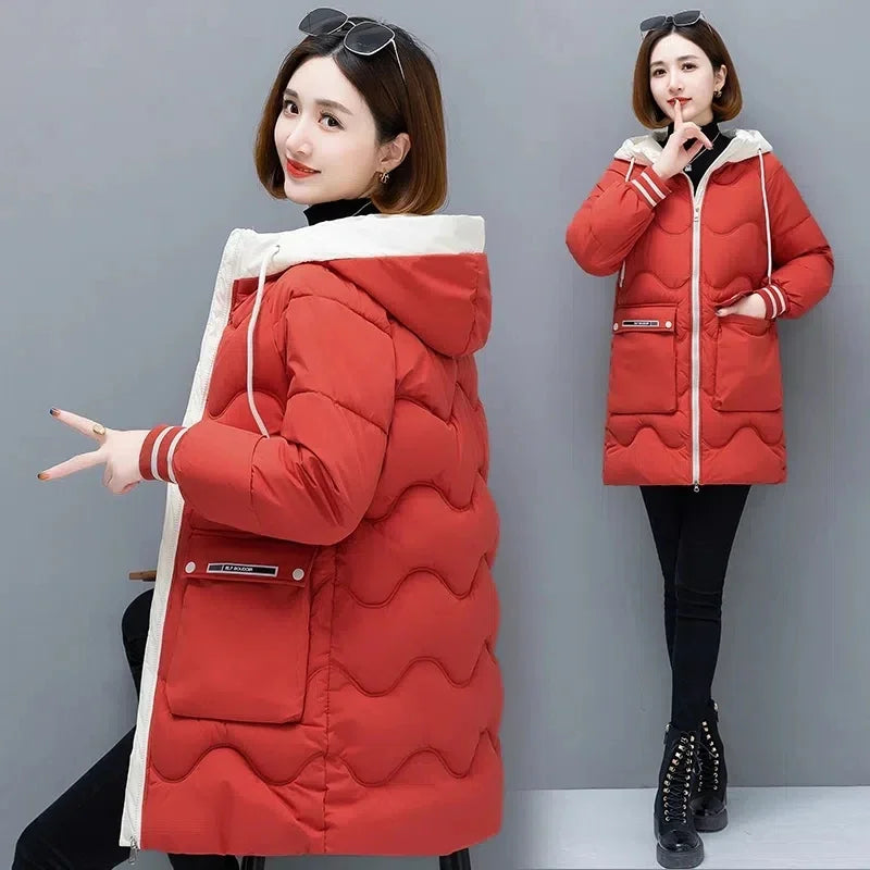 Long Winter Jacket Women Down Cotton Coats New Cotton Padded Puffer Parka Coat Women Hooded Outwear Thicken Warm Jacket 4XL