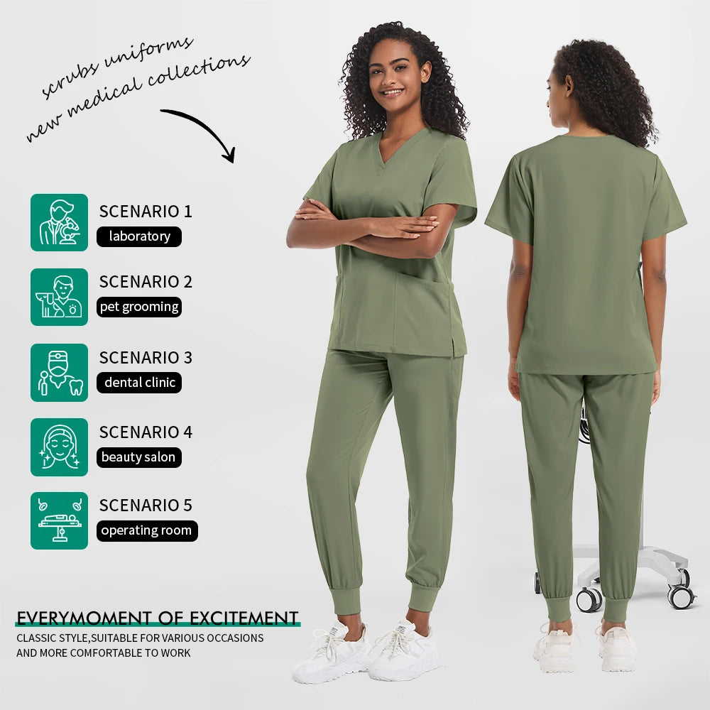 Hospital Scrubs Sets Doctor Nursing Uniform Suit for Male Female Dental Clinic Supplies Nurse Uniforms Women Medical Accessories