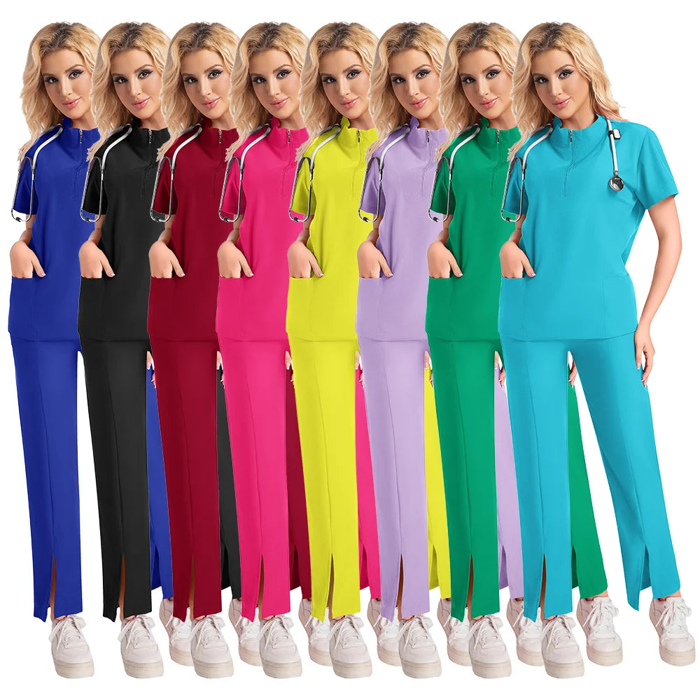 Surgical Uniforms Woman Scrub Set Medical Nurse Beauty Salon Workwear Clinical Scrubs Top Pants Spa Doctor Nursing Clinical Suit