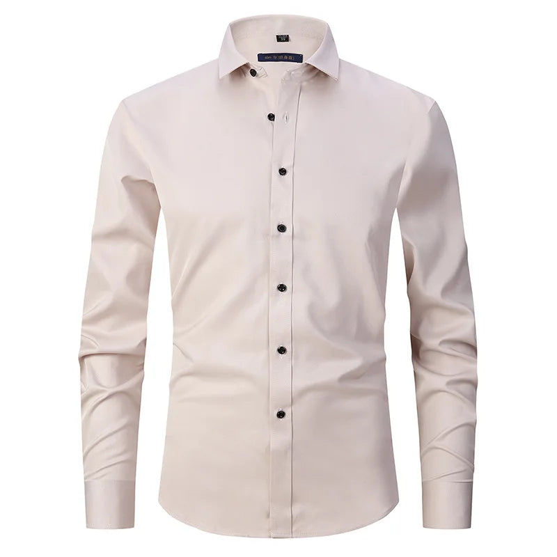 6XL 7XL 8XL Spring and Autumn Shirt Men's Long Sleeve Large Luxury Business Casual Slim Solid Color Wrinkle Free Press