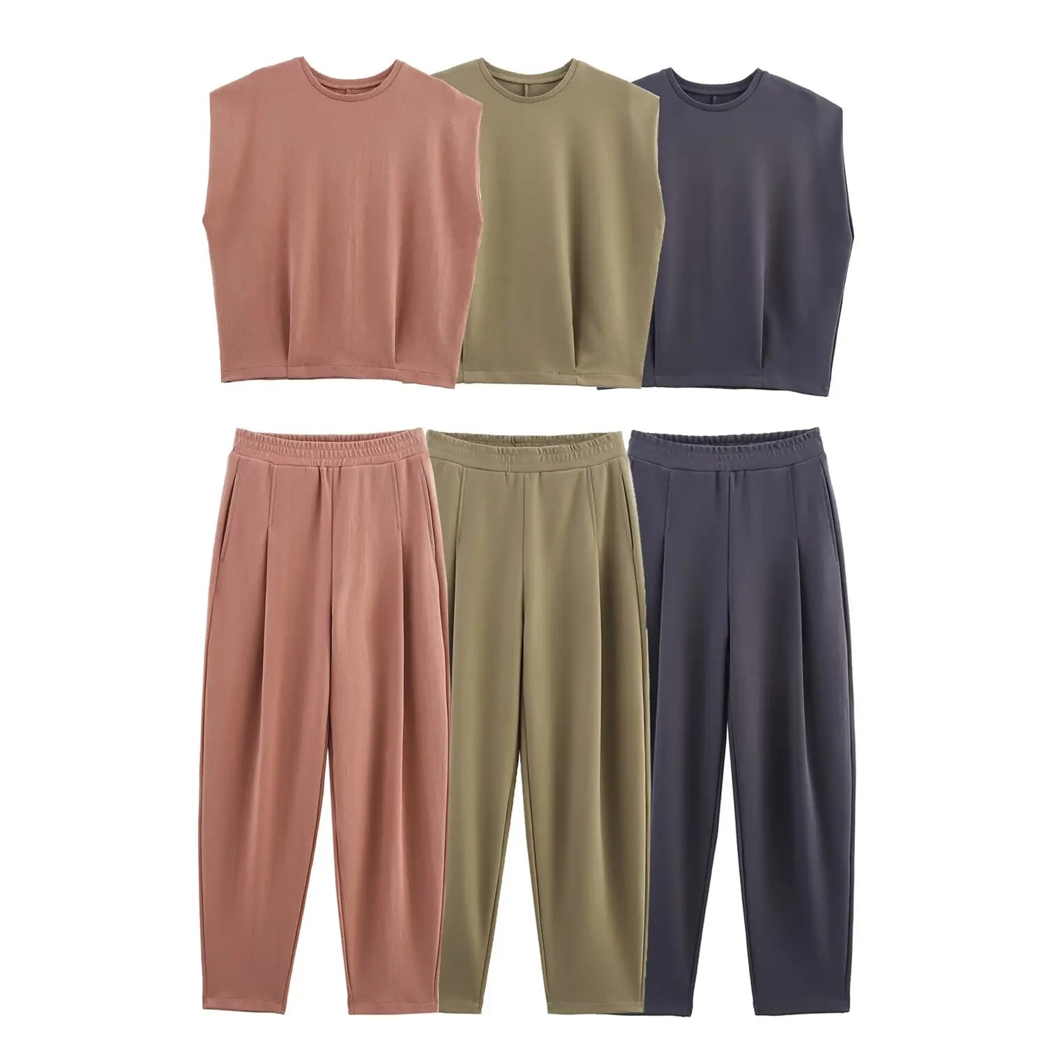 2025 New Women's Clothing European and American Style Fashion Washed Double-Sided Fabric Casual Pleated Pants