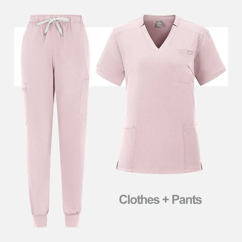 High Quality Medical Women Scrubs Sets Hospital Surgery Dental Clinic Beauty Spa Salon Lab Workwear Clothes Nurses Accessories