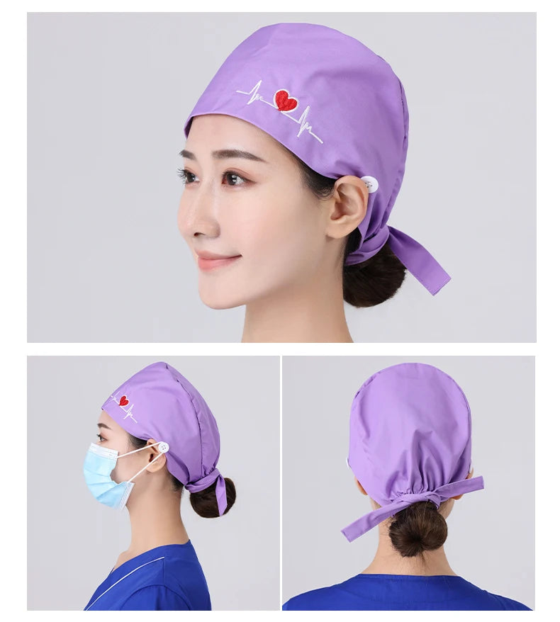 Solid color scrubs caps with button Pet Grooming Agency Work Scrubs Beauty Work Hats Lab nursing scrubs cap gorro enfermera