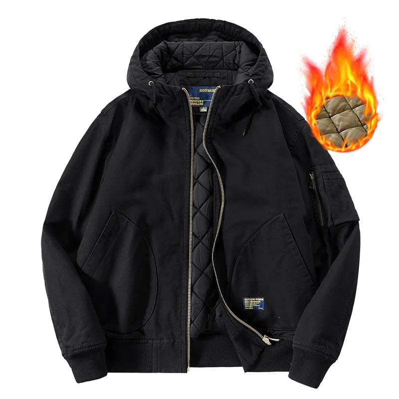 Winter Bomber Jacket 100% Cotton Hooded Warm Thick Overcoat Quilted Cotton Padded Tactical New Parkas Thermal Parkas Coats