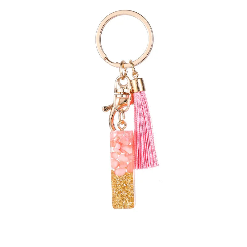 Pink Gold Color Initial Letter A-Z Resin Key Ring Cup Key Chains DIY Jewelry Gifts