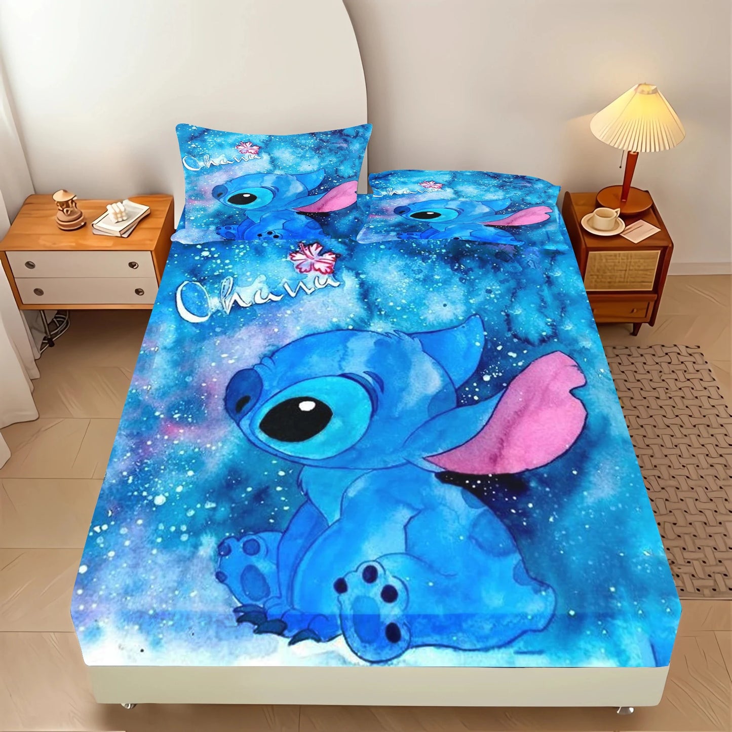 Stitch Anime  Printed Fitted Sheet Suitable For Children And Adults Home Decor Bedding Set Bed Cover Full