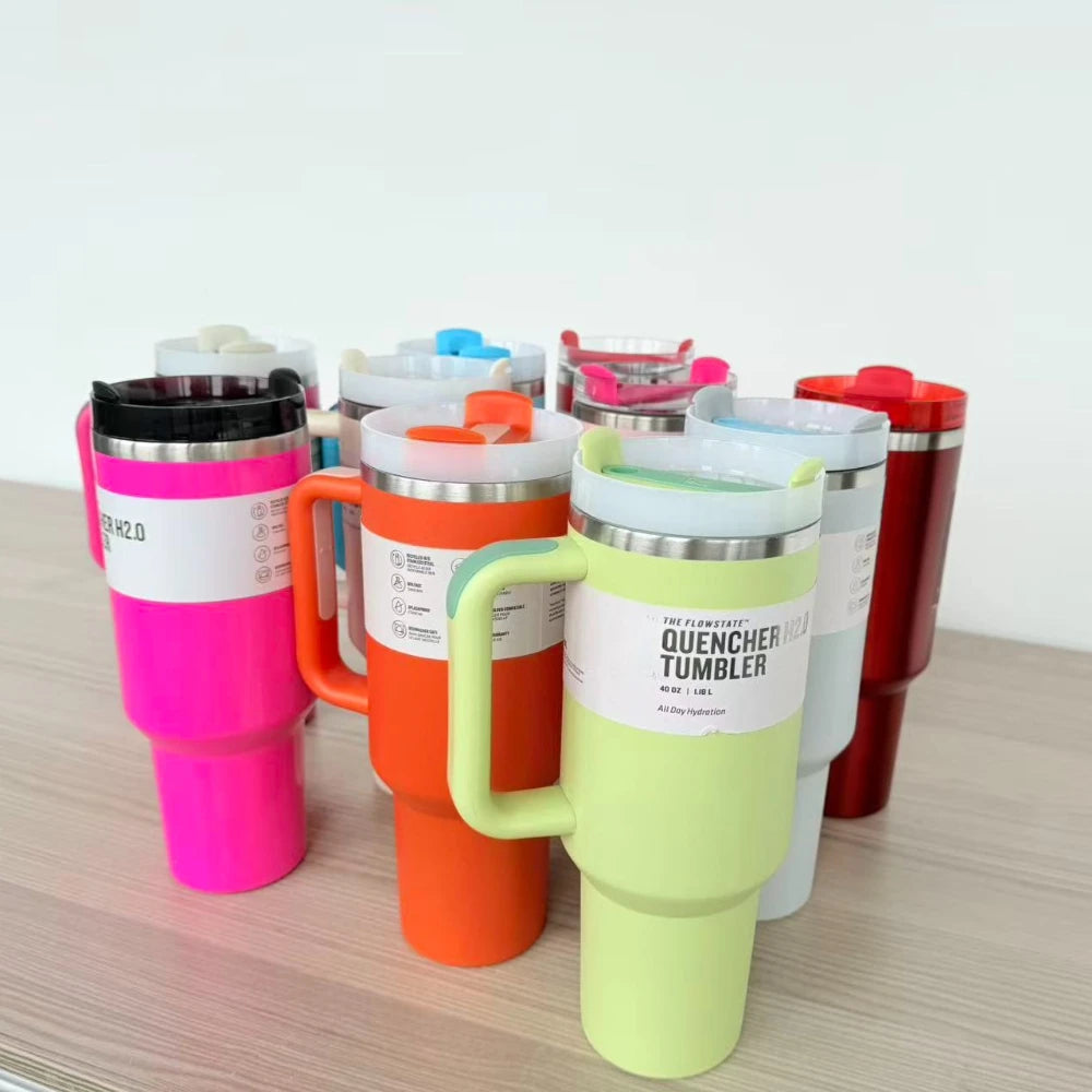 40oz Stainless Steel Vacuum Mug Double-Wall Insulated Travel Cup with Handle Straw Lid for Hot And Cold Beverages