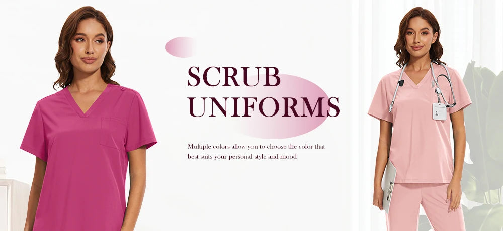 Women Men Unisex Scrub Set Medical Nursing Scrub Surgical Uniforms Beauty Salon Work Wear Clinical Scrubs Tops Pants Doctor Suit