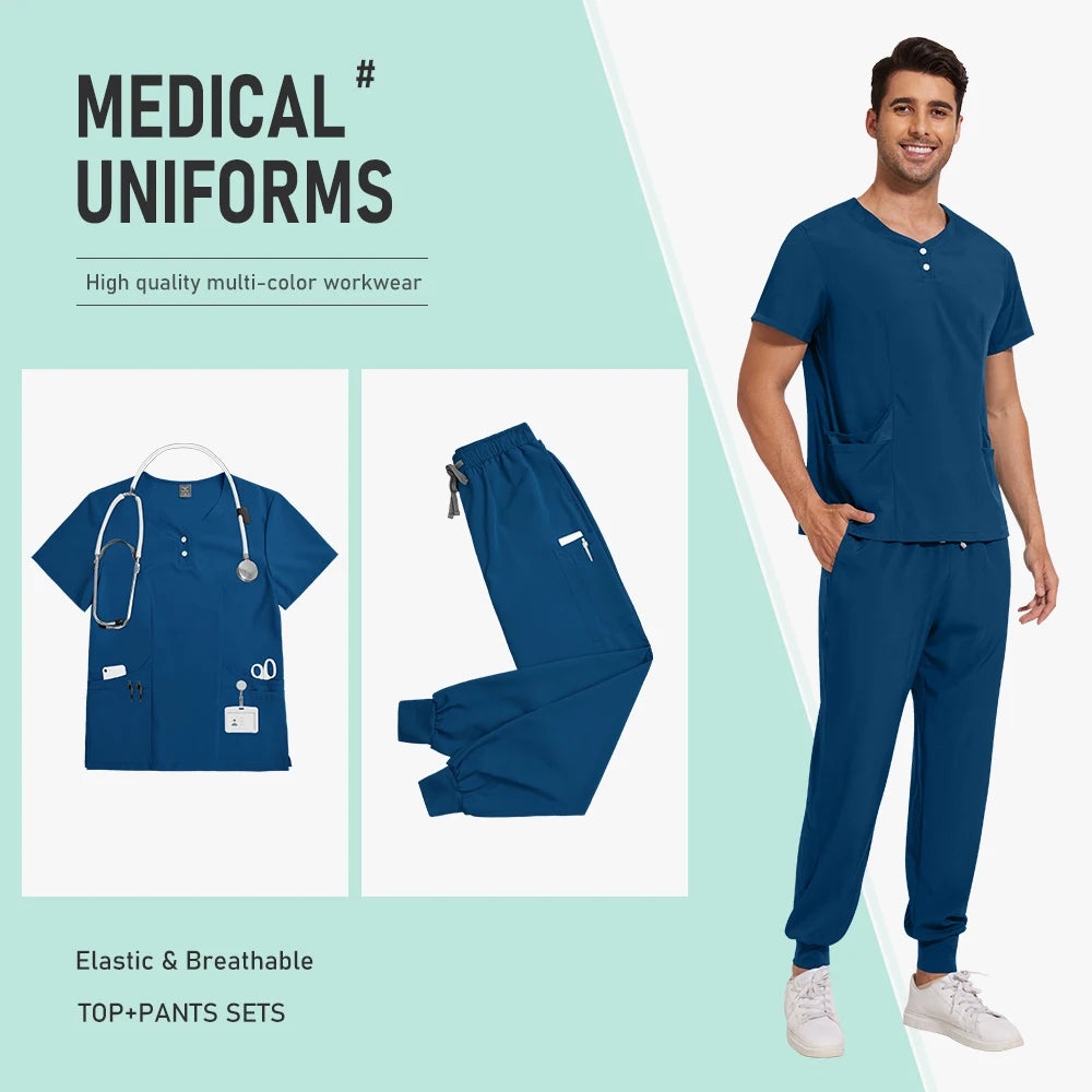 Scrubs Nursing Accessories Medical Surgical Gowns Doctor Nurse Special Scrub Men Solid Color Work Wear Spa Unifroms Women Unisex
