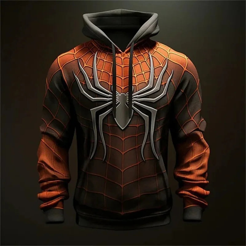 Spider Pattern Men's Fashion Hoodies Long Sleeve Autumn Winter 3D Print Street Hip Hop Sweatshirts 6XL Plus Size Casual Hoodies