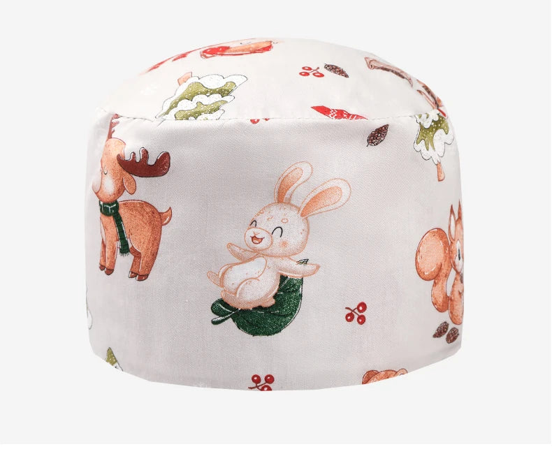Printed Scrub Caps Dental Nursing Hats Durable Women Pediatric Cap Care Center Work Hat Comfortable  Aesthetic Scrub Cap K1235