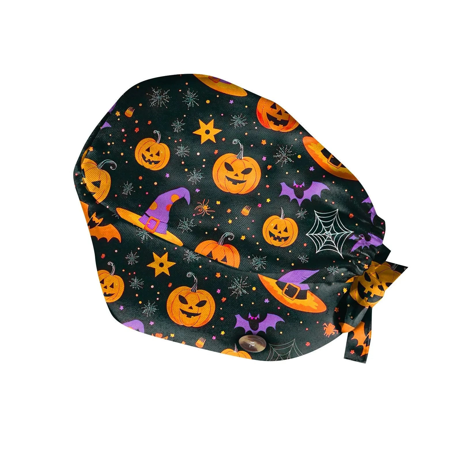 Halloween Print Work Cap Fashionable Casual Women's Printed Elastic Scrub Hat Unisex Work Caps Nurse Accessories Nurse Cap