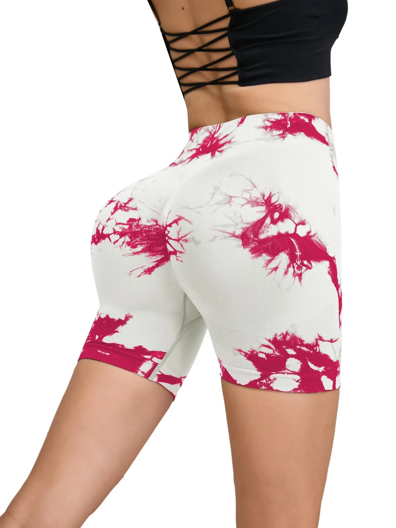 Tie Dyed Seamless Fitness Pants Women's High Waist and Hip Lifting Sports Tight Shorts Running Sexy Peach Fitness Yoga Shorts