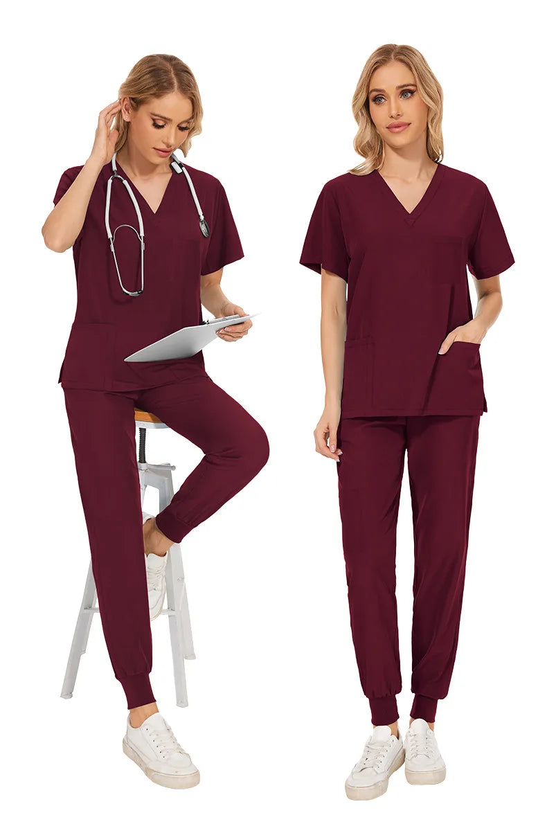 Slim Fit Medical Scrubs Uniform Women Scrub Sets Nursing Accessories Hospital Surgery Gowns Dental Clinic Beauty Salon Workwear