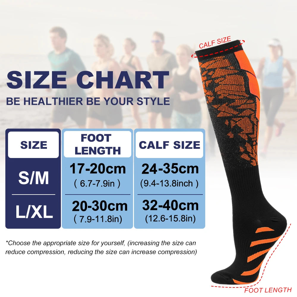 1Pair Compression Socks for Men Women 15-20 mmHg Medical Support for Running Nurses Flight Pregnancy Circulation Athletic Socks