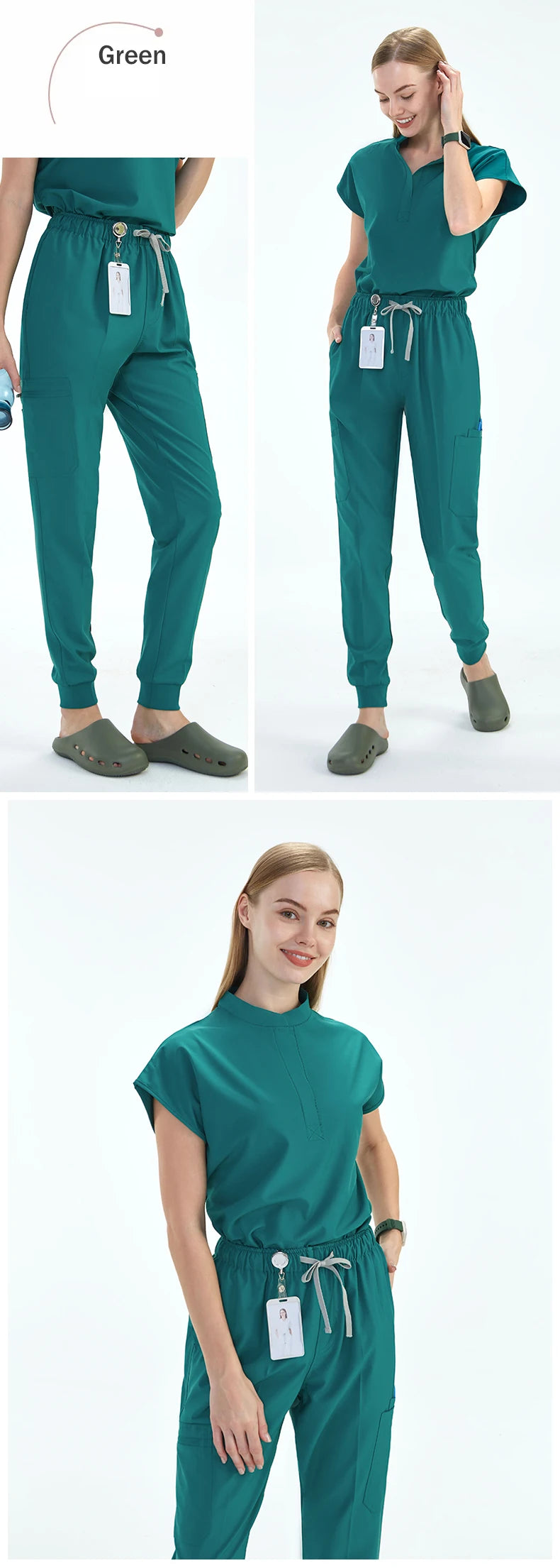 Premium Women's Scrub Sets Mandarin Collar Nurse Uniform Doctor Clothes Tunic Jogger Pant Surgical Scrubs Outfit 10 Pockets S180